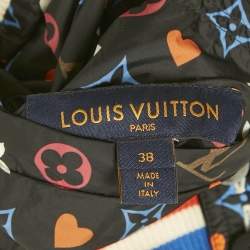 Pre Owned Louis Vuitton White/Black Monogram Nylon Reversible Bomber Jacket M