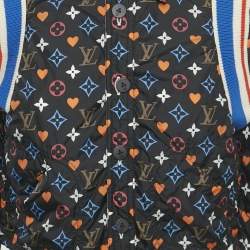 Pre Owned Louis Vuitton White/Black Monogram Nylon Reversible Bomber Jacket M