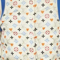 Pre Owned Louis Vuitton White/Black Monogram Nylon Reversible Bomber Jacket M