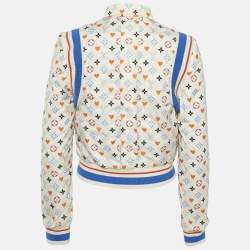 Pre Owned Louis Vuitton White/Black Monogram Nylon Reversible Bomber Jacket M