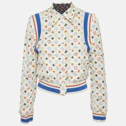 Pre Owned Louis Vuitton White/Black Monogram Nylon Reversible Bomber Jacket M