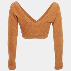 Louis Vuitton Orange Monogram Flower Towelling Crop Top S