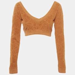 Louis Vuitton Orange Monogram Flower Towelling Crop Top S