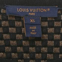 Pre Owned Louis Vuitton Brown Checks Lurex Knit Crewneck Pullover XS