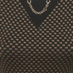 Pre Owned Louis Vuitton Brown Checks Lurex Knit Crewneck Pullover XS