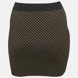 Louis Vuitton Black Check Lurex Knit Mini Skirt XS