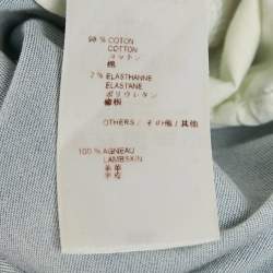Pre Owned Louis Vuitton Blue Denim Logo Quilt Detail Mini Skirt M Waist: 29”