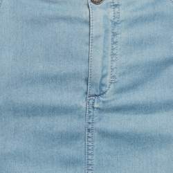 Pre Owned Louis Vuitton Blue Denim Logo Quilt Detail Mini Skirt M Waist: 29”