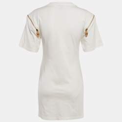 Louis Vuitton White Cotton Jersey Zip Detail T-Shirt Dress XS