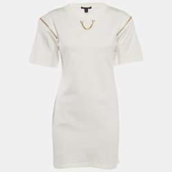 Louis Vuitton White Cotton Jersey Zip Detail T-Shirt Dress XS