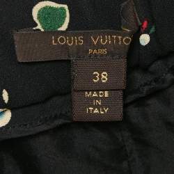 Louis Vuitton Black Printed Crepe Ruffled Shorts M