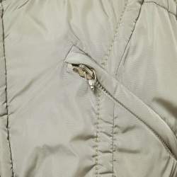 Pre Owned Louis Vuitton Grey Nylon Zip-Up Belted Down Jacket M