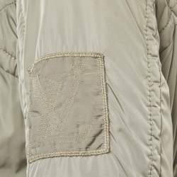 Pre Owned Louis Vuitton Grey Nylon Zip-Up Belted Down Jacket M