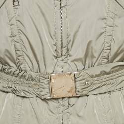 Pre Owned Louis Vuitton Grey Nylon Zip-Up Belted Down Jacket M
