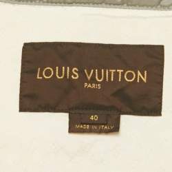 Pre Owned Louis Vuitton Grey Nylon Zip-Up Belted Down Jacket M