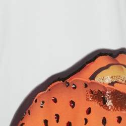 Pre Owned Louis Vuitton White Sequins Leopard Print Jersey T-Shirt Dress L