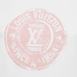 Pre Owned Louis Vuitton White LV Stamp Crop T-Shirt XS