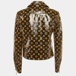 Pre Owned Louis Vuitton Brown Monogram Lamb Leather Biker Jacket M