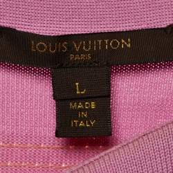 Pre Owned Louis Vuitton Pink Sequin Striped Knit Short Sleeve Jumper L