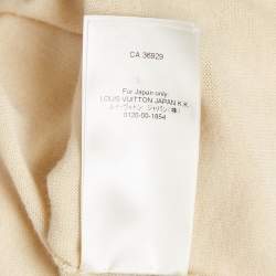 Pre Owned Louis vuitton Cream/Blue Applique Stretch Knit T-Shirt Dress L