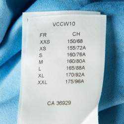 Pre Owned Louis Vuitton Blue Logo Printed Cotton Knit T-Shirt S