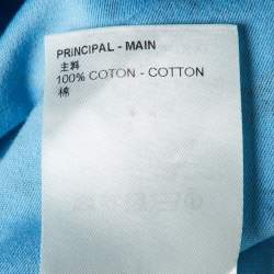 Pre Owned Louis Vuitton Blue Logo Printed Cotton Knit T-Shirt S