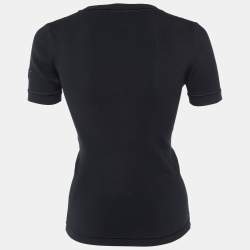 Pre Owned Louis Vuitton Black Stretch Knit Embellished Panel Top S