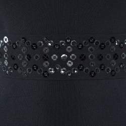 Pre Owned Louis Vuitton Black Stretch Knit Embellished Panel Top S