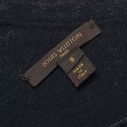 Pre Owned Louis Vuitton Black Stretch Knit Embellished Panel Top S