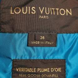 Pre Owned Louis Vuitton Blue Synthetic Belted Hooded Quilte Jacket S