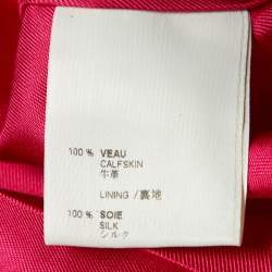 Pre Owned Louis Vuitton Red Suede Ruffled Neck Zip Front Jacket M