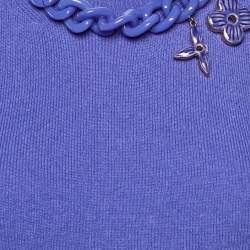 Pre Owned Louis Vuitton Lavender Cashmere Neck Chain Detail Sleeveless Top S