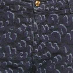 Pre Owned Louis Vuitton Blue Jacquard Denim Jeans M Waist 30"