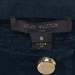 Pre Owned Louis Vuitton Navy Blue Jersey T-Shirt S