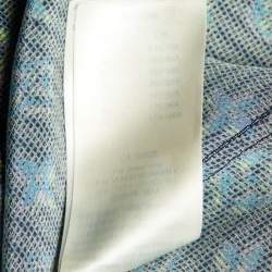 Pre Owned Louis Vuitton Blue Logo Print Silk Button Front Shirt S