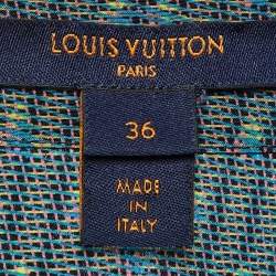 Pre Owned Louis Vuitton Blue Logo Print Silk Button Front Shirt S