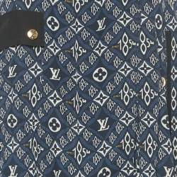 Pre Owned فستان مينى لوي فيتون حرير كحلي بدون أكمام مزين بشعار العلامة مقاس متوسط