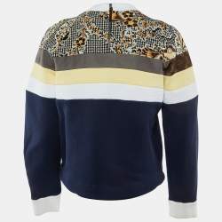 Pre Owned Louis Vuitton Navy Blue Cotton Blend Knit Panel Detail Sweatshirt S