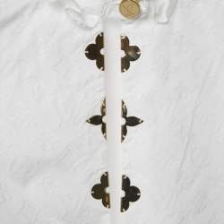 Pre Owned Louis Vuitton white Monogram Fil Coupe Cotton Frill Blouse S