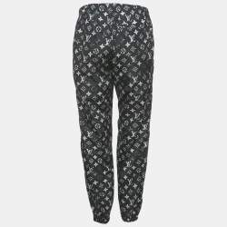 Pre Owned Louis Vuitton Black Monogram Print Nylon Jogging Pants M 