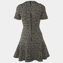 Pre Owned Louis Vuitton Monochrome Embellished Tweed Mini Dress S