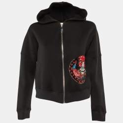 Pre Owned Louis Vuitton X Kansai Yamamoto Black Cotton Kabuki Sequin Patch Hoodie XS