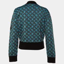 Pre Owned Louis Vuitton Blue Monogram Wool & Silk Bomber Jacket M