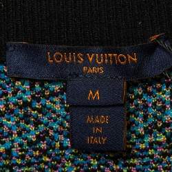 Pre Owned Louis Vuitton Blue Monogram Wool & Silk Bomber Jacket M