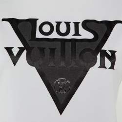 Pre Owned Louis Vuitton White Logo Print Cotton Crew Neck T-Shirt S
