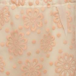 Pre Owned Louis Vuitton Orange Floral Embroidered Organza Pencil Skirt M