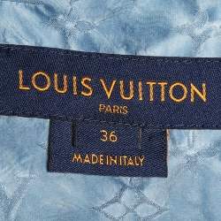 Pre Owned Louis Vuitton Blue Tie Dye Monogram Silk Blend Hooded Jacket S