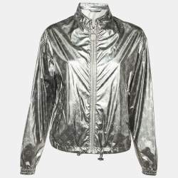 Pre Owned Louis Vuitton Grey Monogram Coated Modal Zip Up Jacket M