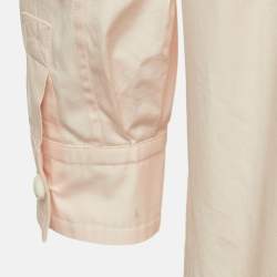 Pre Owned Louis Vuitton Peach/Light Orange Cotton Detachable Collar Shirt M