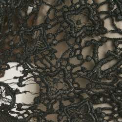 Pre Owned Louis Vuitton Black Monogram Lace Blouse M